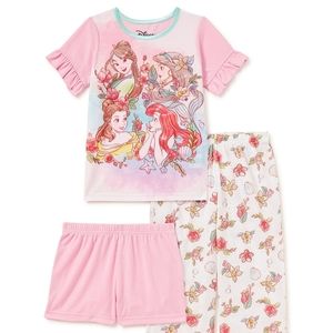 Disney's Princess Roses 3 Piece Pajamas Set NWT